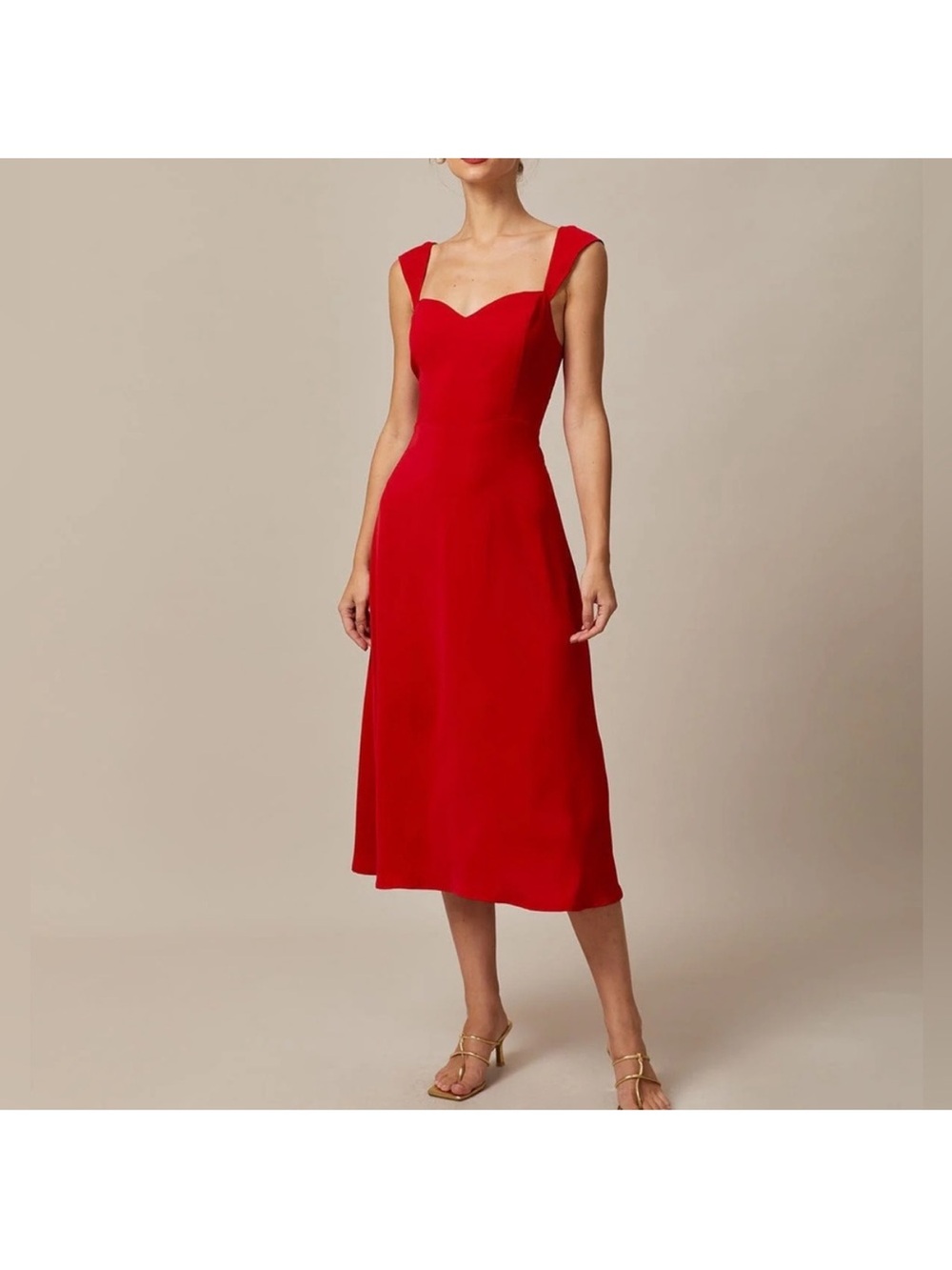RIHOAS Red Sweetheart Midi Dress
